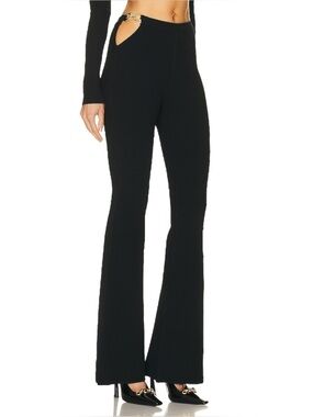 NICHOLAS “Kari” Double Ring Ribbed-Knit Flared Pants | Black | Size XS
